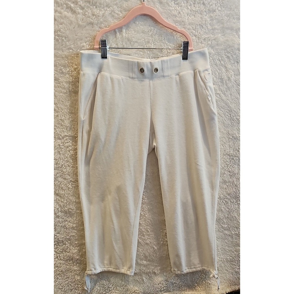 Tommy Hilfiger White French Terry Capri Pants Women Sz S  Crisp Resort Beach#673